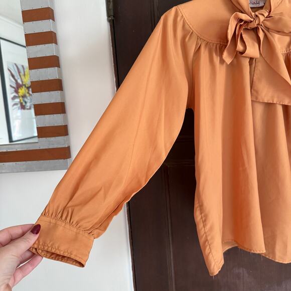 DIANE von FURSTENBERG | Mustard 70s Vintage Tie Neck Peasant Sleeve Blouse |10 - Picture 3 of 5